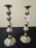 Pair - Silverplate Spindle Design Candlesticks