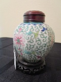 Antique Porcelain/Ceramic Urn Vase w/ Ornate Curled/Floral Design