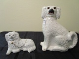 2 Dog Ceramic Figurines, 1 Tall 12 1/2