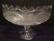 Crystal Footed Oval compote w/ Frosted Floral Spray Medallions Pattern