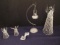 Lot - Spun Glass Hand Crafted Angels & Bird Cage w/ Stand