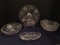 Lot - Cut Crystal Shallow Bowl, Relish Dish Etched Flowers & Other