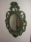 Rococo Style Painted Green Wall Mirror w/ Gilded Trim