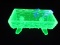 Uranium Green Depression Glass Footed Tree Log Trough Server Dish