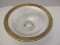 Cambridge Depression Glass Clear Footed Bowl Rose Spray Pattern w/ Gilded Embossed Rim