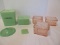 Lot - 3 Covered Pink Refrigerator Dishes, Jadeite Covered Cereal/Other Canister & 2 Lids