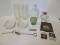 Lot - 2 Vintage Glass Planter Canisters, 2 Delta Air Lines Pflatzgraff Dishes, Glass Apple Juice Jar