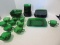 31 Pieces - Anchor Hocking Charm Forest Green Depression Glass Dinnerware Square Shape