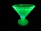 Green Uranium Depression Glass Coned Shape compote Panel Design