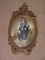 Dart Industries, Oval Convex Glass Ornate Molded Frame w/ Portrait of Blue Boy Print