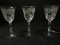 3 Fostoria Clear Meadow Rose Etched Pattern Wine Stem Glasses