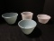 Vintage Lot - Milk Glass Sunbeam Glasbake Mixing Bowl w/ Pour Spout 4 3/4