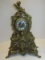 Stunning French Inspired Brass Ormolu Mental Clock Heavily Embellished w/ Figural Putto