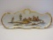 Porcelain Oblong Serving Dish w/ Hand Painted Village Landscape Scene