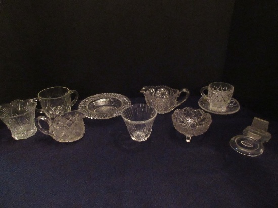 Lot - Votive Candle Holders, 3 Toed Mint Dish, Creamers, Open Sugar Bowl