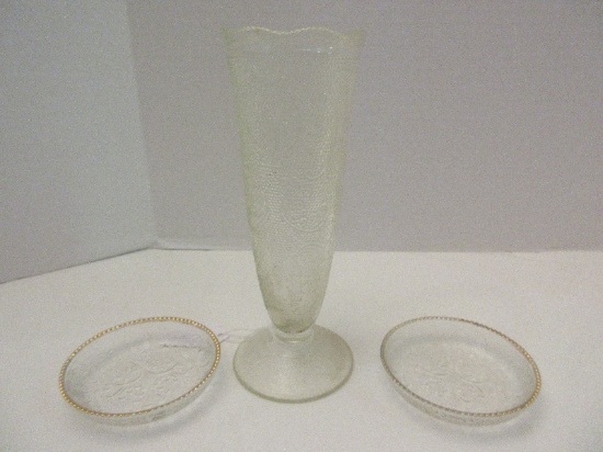 Jeannette Clear Depression Glass Flower Vase Harp Pattern