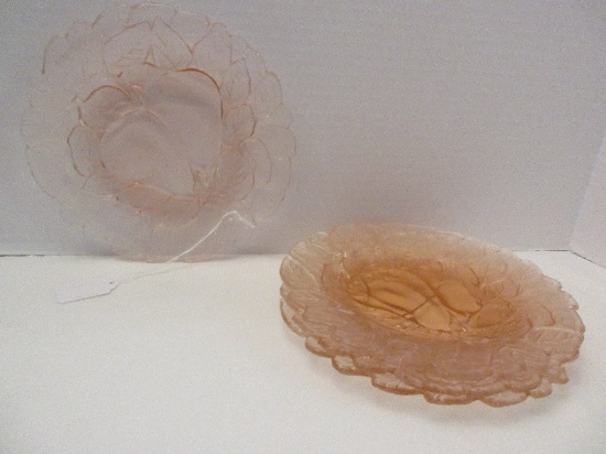 Set - 4 Indiana Glass Pink Depression Glass Avocado Pattern 8" Salad Plates
