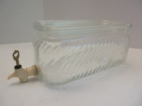 Depression Glass Refrigerator Water Dispenser w/ Spigot & Glass Lid