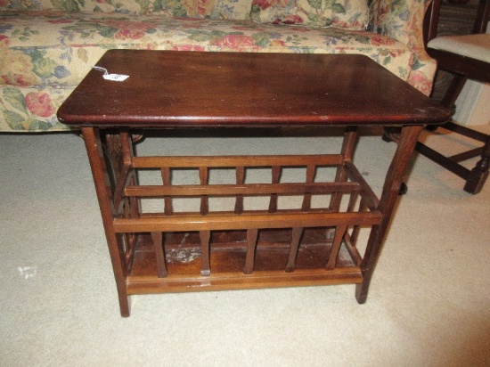 Wooden Side Table Magazine Holder