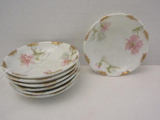 7 Theodore Haviland Limoge China Floral Gilded Accent Individual Butter Pats