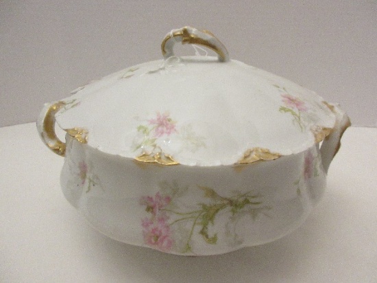 Large Theodore Haviland Limoge China Footed Round Tureen w/ Handles