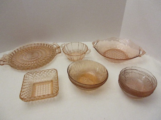 Lot - Pink Depression Glass 3 Jeannette Depression Glass Windsor Pattern