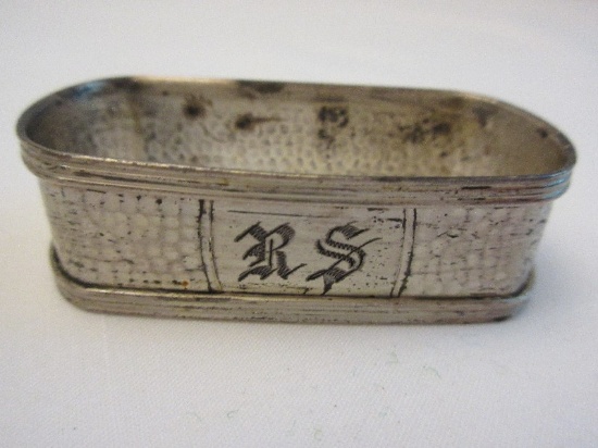 Sterling Napkin Ring Hammered Finish Monogram R.S.