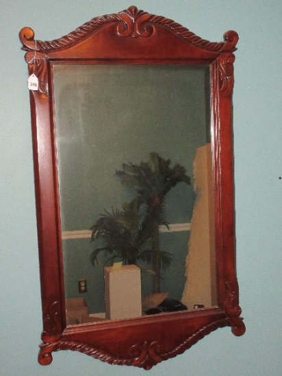 Ornately Carved Framed Wall Mirror Braided Rope & Foliate Design