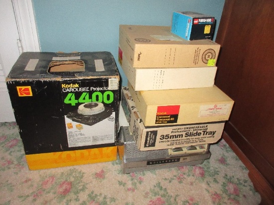 Lot - 3M Wollensak Reel Recorder, Kodak Carousel Projector w/ 4-35mm Slider Trays