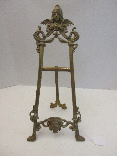 French Inspired Ormolu Elaborate Table Easel w/ Winged Angel Bust & Paw Feet