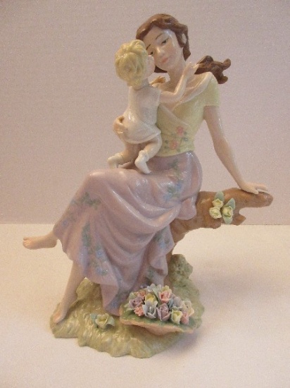 Collectible Porcelain Mother w/ Child Hand Painted Figurine