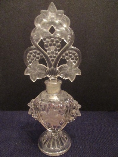 Imperial Glass Relief Grape Vine Pattern Scent Bottle w/ Frosted Accent
