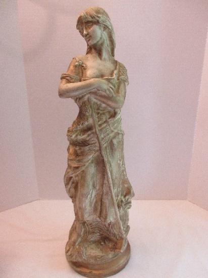 Molded Maiden Statue Antiqued Patina