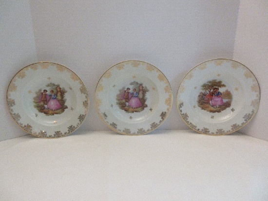 Set - 3 Porcelain D'Art Limoges Diffusion Victorian Courting Couples Landscape Background