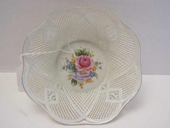 Klausenburg Fine Porcelain Intricate Pierced Design Bowl Floral Spray Pattern