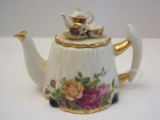 Royal Albert Earthenware Old Country Roses Pattern One Cup Victorian Tea Table Teapot