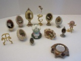 Lot - Hand Crafted Decorative Eggs w/ Stands Various Scenes/Design