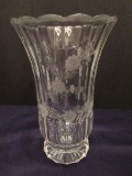 Crystal Panel Design Vase w/ Flowering Vine Pattern