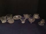 Lot - Votive Candle Holders, 3 Toed Mint Dish, Creamers, Open Sugar Bowl