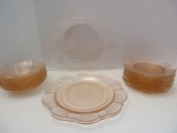 22 Pieces - MacBeth-Evans Pink Depression Glass American Sweetheart Pattern Dinnerware