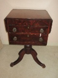 Antique American Empire Style Mahogany Drop Leaf Sewing/Work Side Table Stand