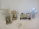 Religious Lot - Madonna w/ Christ Child, Embossed Small Plaque, Angel Tri Resin Candle Stick