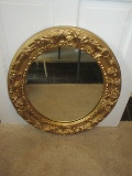 Stunning Molded Oval Framed Wall Mirror Relief Stemmed Flowers/Foliate Design