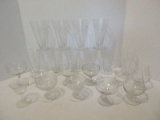 Lot - Etched Crystal/Glassware Footed Tumblers, Stems & Brandy Snifter