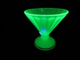 Green Uranium Depression Glass Coned Shape compote Panel Design