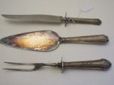 Lot - Sterling Handle Meat Fork, Knife & Cake/Pie Server