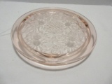 Jeanette Pink Depression Glass Sunflower Pattern Footed Cake Plate 3 Toed Flat 10