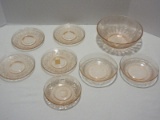 Lot - Hazel-Atlas Pink Depression Glass Clover Leaf Pattern 4 Saucers Circa 1930-1936