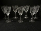 7 Fostoria Clear Meadow Rose Pattern Etched Water Goblet Stems 7 5/8