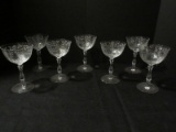 7 Fostoria Clear Meadow Rose Etched Pattern Champagne/Tall Sherbet 5 5/8